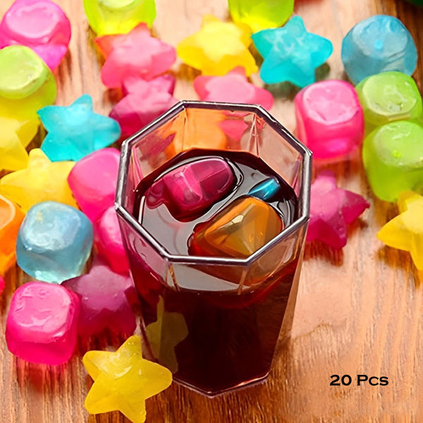 2 Packs Of 10 PCs Reusable Multi-Shaped Silicone Ice Cubes