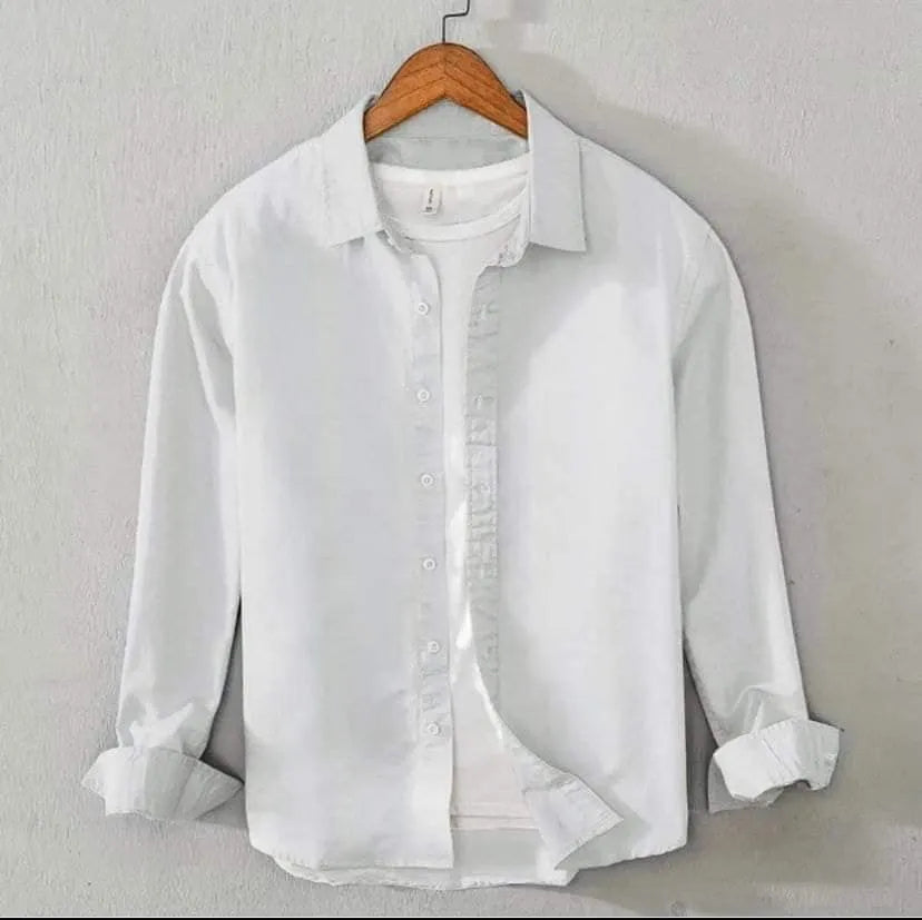 Men;s long sleeves navy blue shirt with under white T Shirt