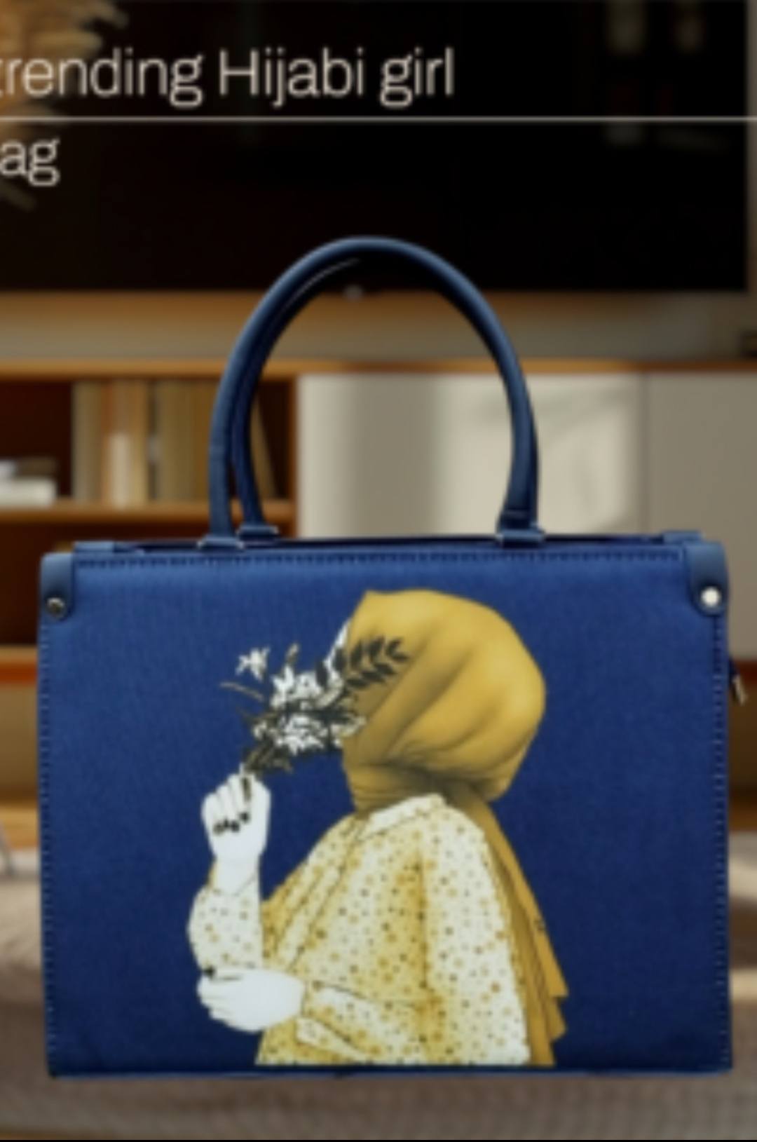 Elegant Red Handbag with Artistic Girl Print – Modern Minimalist Tote