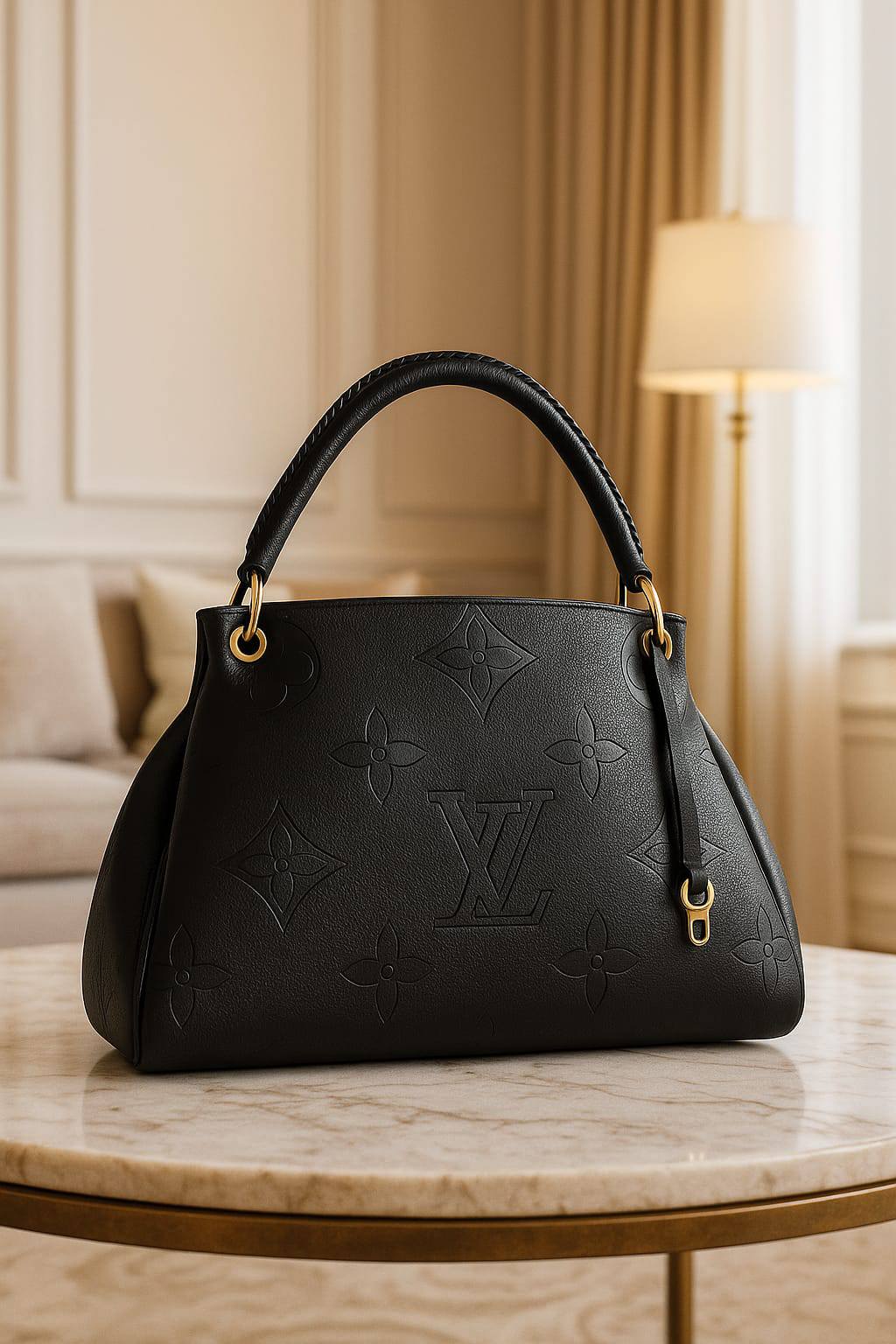 Louis Vuitton Grand Palais MM Handtasche aus Monogram Empreinte Leder Schwarz