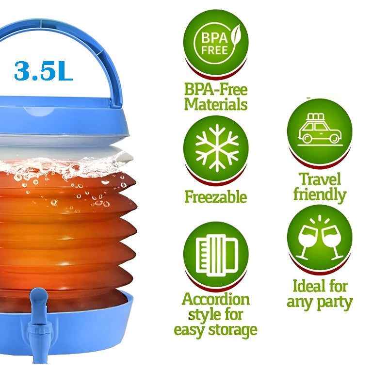 3.5-Liter Mini Portable Manual Foldable Multi-Purpose Beverage Dispenser
