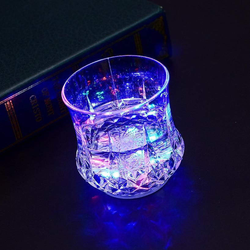 LED Flashing Glowing Water Liquid Activated Light Up Glass Cup Mug Luminous Party Drink Cup