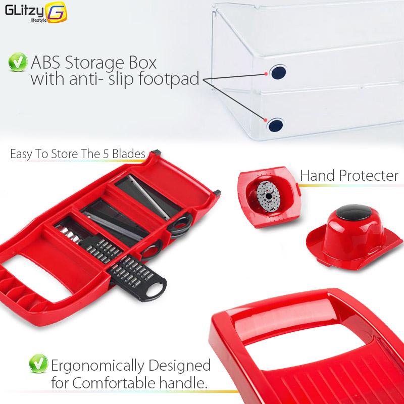 Slicer Vegetable Cutter Grater Chopper Six Interchangeable Blades With Hand Protector