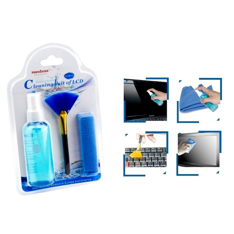 3-in-1 LCD/LED Screen Cleaning Kit – Safe, Non-Alcohol Solution with Microfiber Cloth & Brush for Laptop, Mobile, TV, Camera, and Electronics