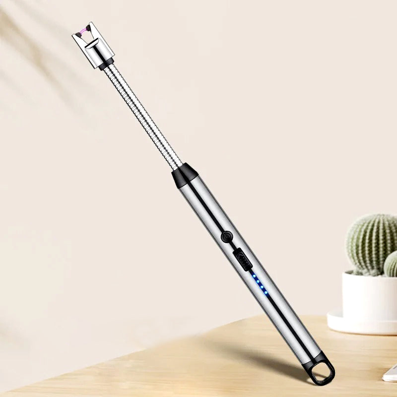 360° Flexible Neck USB Pulse Arc Lighter – Rechargeable Flameless Ignition for Candles, Kitchen Stoves & Outdoor BBQ