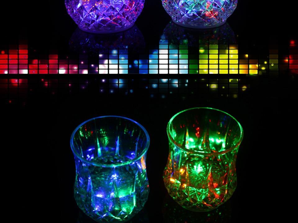 LED Flashing Glowing Water Liquid Activated Light Up Glass Cup Mug Luminous Party Drink Cup