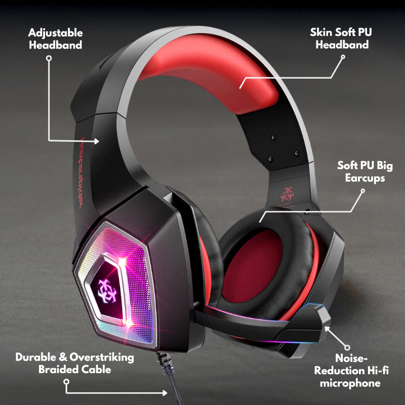 Hunter Spider V1 RGB Gaming Headset – 7.1 Surround Sound, Noise-Cancelling Mic, Deep Bass & RGB Lights