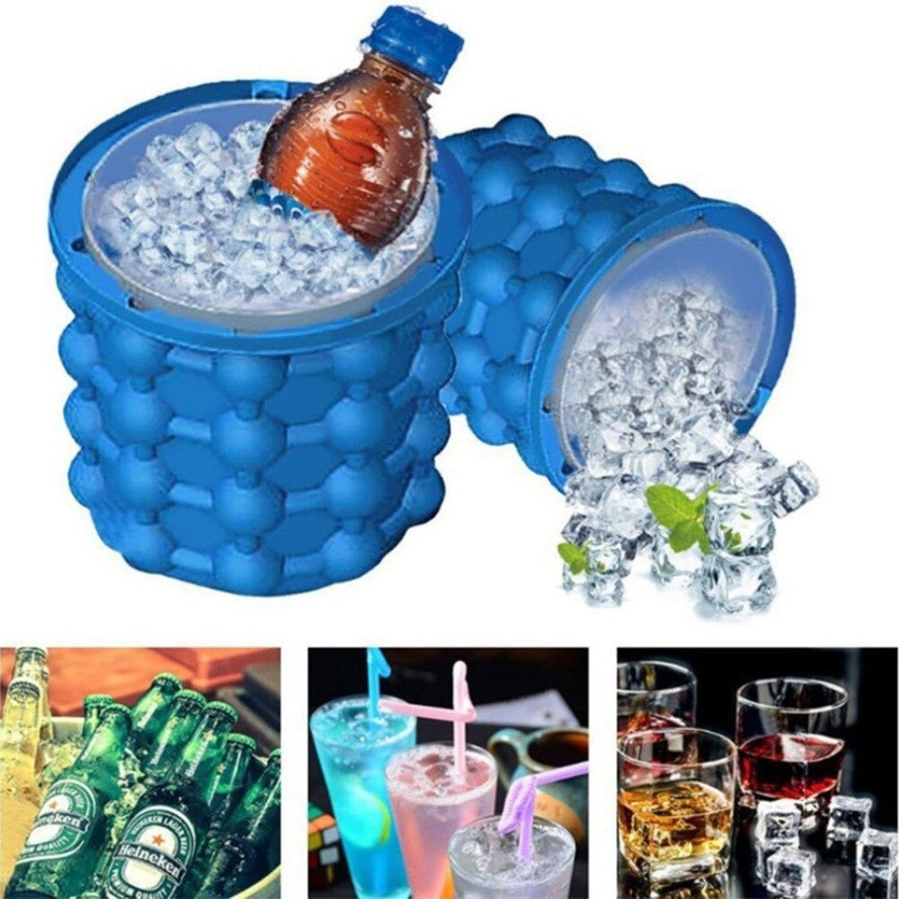 Lattices Silicone Ice Bucket Ice Cooler Cube Maker Cabinet Space Saving Kitchen Tool