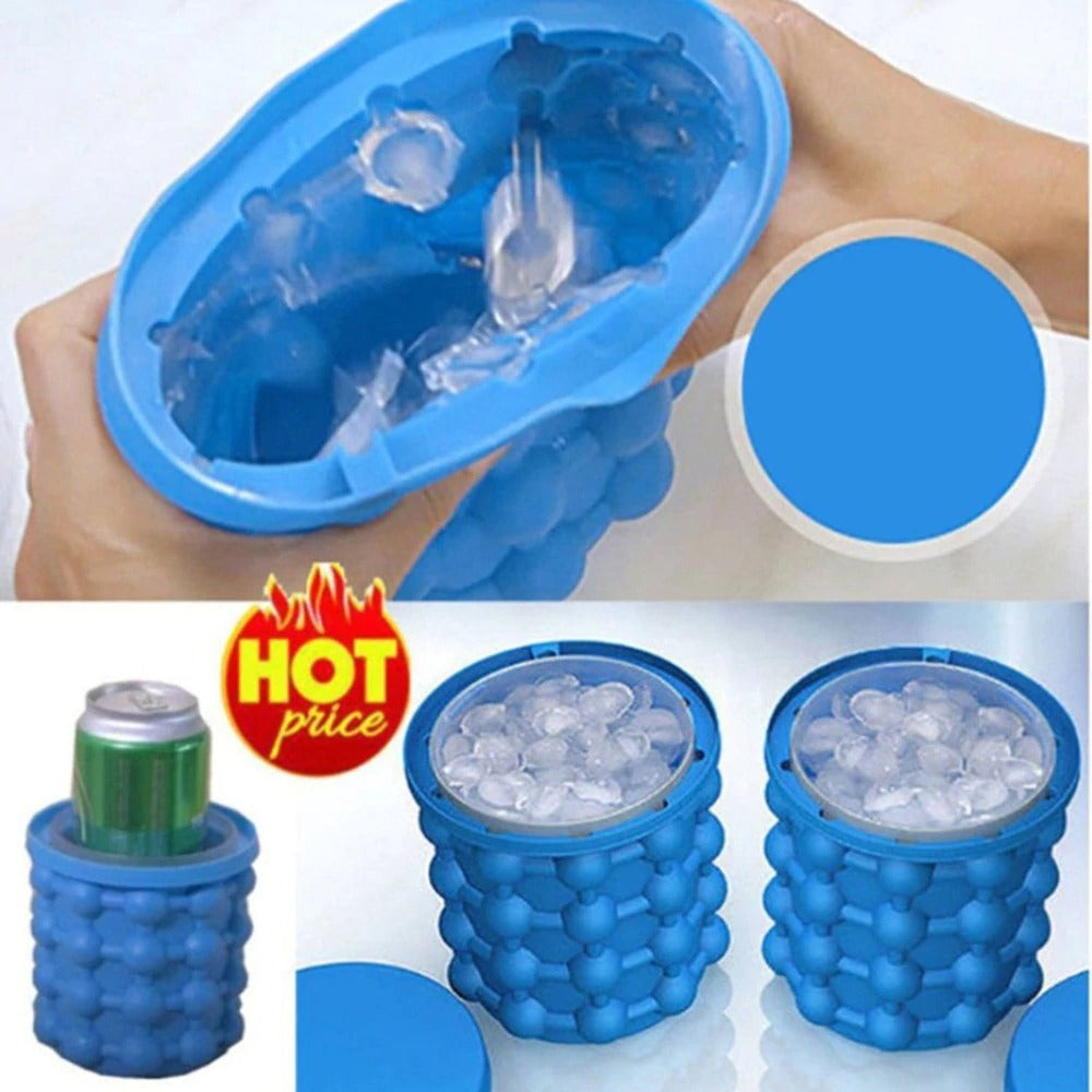 Lattices Silicone Ice Bucket Ice Cooler Cube Maker Cabinet Space Saving Kitchen Tool