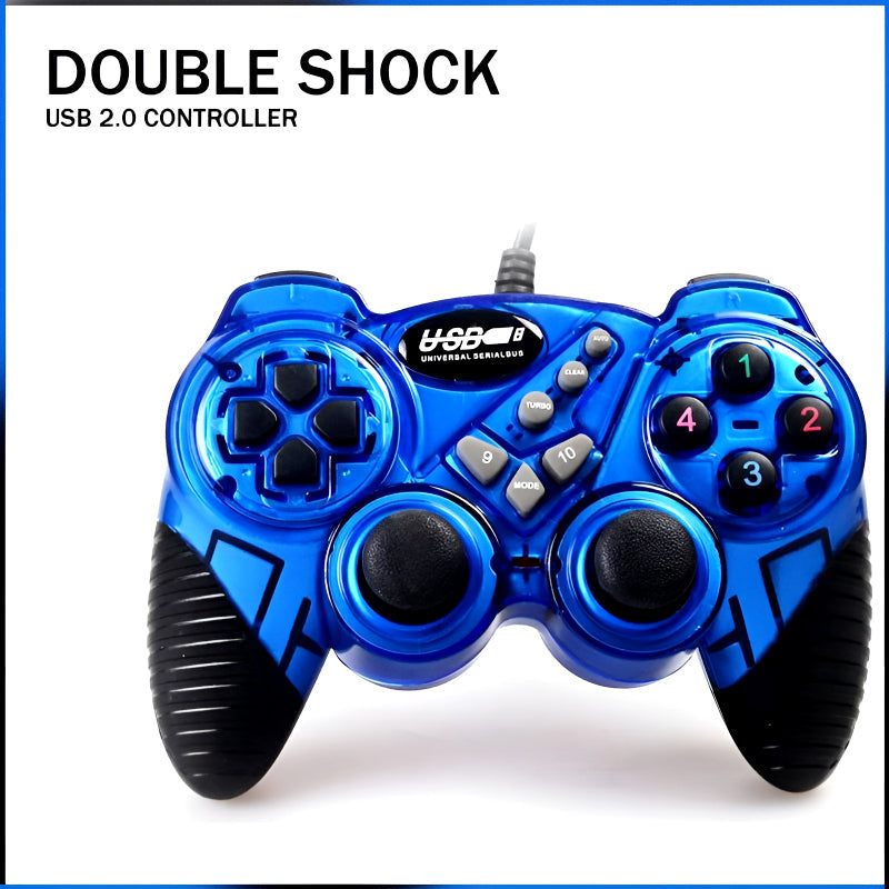 Double Shock USB 2.0 Wired Gaming Controller – Colorful Gaming Joystick for PC and Laptop