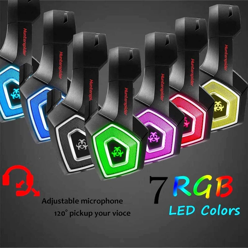 Hunter Spider V1 RGB Gaming Headset – 7.1 Surround Sound, Noise-Cancelling Mic, Deep Bass & RGB Lights